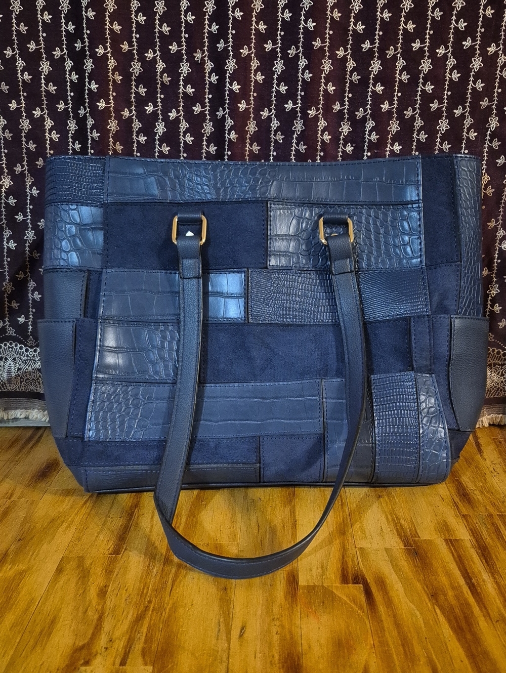 Stylish Navy Patchwork Tote Bag - Women Bags